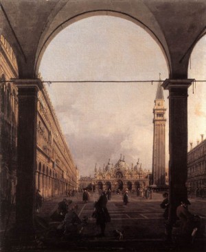 Oil corner Painting - Piazza San Marco  Looking East from the North West Corner    c. 1760 by Canaletto