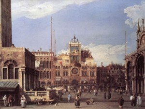 Oil canaletto Painting - Piazza San Marco the Clocktower  c. 1730 by Canaletto