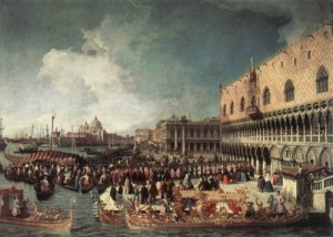 Oil canaletto Painting - Reception of the Ambassador in the Doge's Palace    c. 1730 by Canaletto