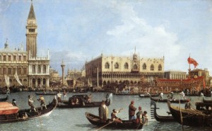 Oil the Painting - Return of the Bucentoro to the Molo on Ascension Day    c. 1732 by Canaletto