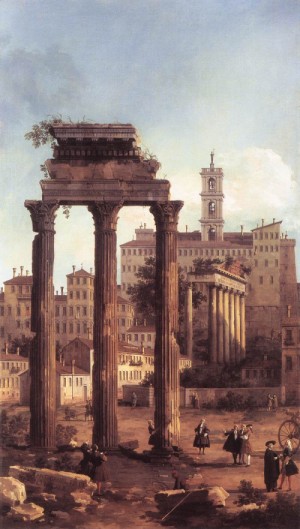 Oil canaletto Painting - Ruins of the Forum, Looking towards the Capitol  1742 by Canaletto