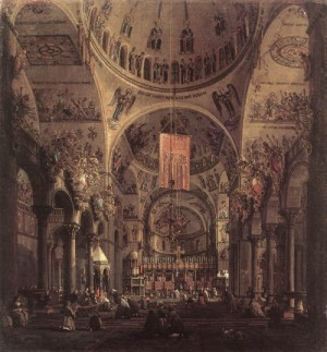 Oil the Painting - San Marco  the Interior   c. 1755 by Canaletto