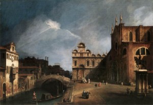 Oil canaletto Painting - Santi Giovanni e Paolo and the Scuola di San Marco  1726 by Canaletto