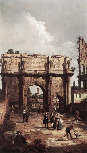 Oil the Painting - The Arch of Constantine  1742 by Canaletto