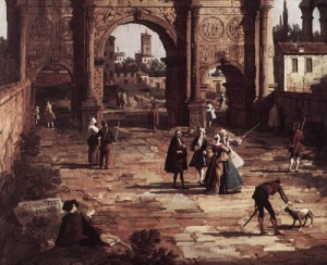 Oil the Painting - The Arch of Constantine (detail) 1742 by Canaletto
