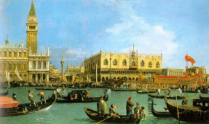 Oil canaletto Painting - The Basin of San Marco on Ascension Day  1732 by Canaletto
