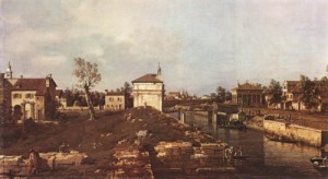 Oil canaletto Painting - The Brenta Canal at Padua  1735-40 by Canaletto