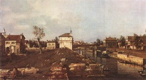 Oil the Painting - The Brenta Canal at Padua  1735-40 by Canaletto