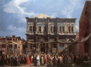 Oil canaletto Painting - The Feast Day of St Roch    c. 1735 by Canaletto