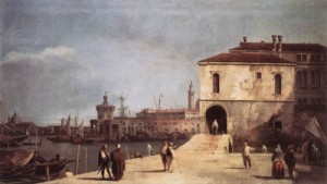 Oil canaletto Painting - The Fonteghetto della Farina    c. 1730 by Canaletto
