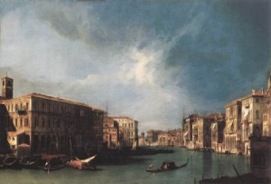 Oil canaletto Painting - The Grand Canal from Rialto toward the North  1725 by Canaletto