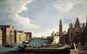 Oil canaletto Painting - The Grand Canal with the Church of La Carità   1734-37 by Canaletto