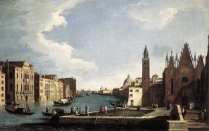 Oil the Painting - The Grand Canal with the Church of La Carità   1734-37 by Canaletto