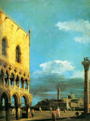 Oil canaletto Painting - The Piazzetta- Looking South 1727 by Canaletto
