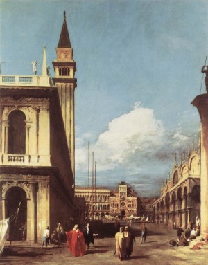 Oil canaletto Painting - The Piazzetta, Looking toward the Clock Tower  1726-28 by Canaletto