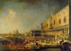 Oil the Painting - The Reception of the French Ambassador in Venice  1740s by Canaletto