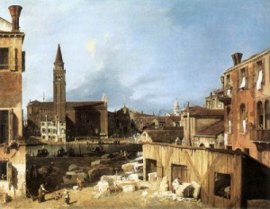 Oil canaletto Painting - The Stonemason's Yard  1726-30 by Canaletto