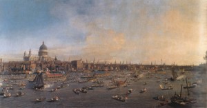 Oil canaletto Painting - The Thames and the City  1746-47 by Canaletto