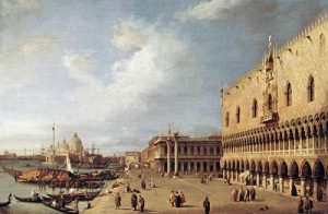Oil canaletto Painting - View of the Ducal Palace  -c. 1730 by Canaletto