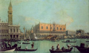 Oil the Painting - View of the Ducal Palace in Venice  c.1755 by Canaletto