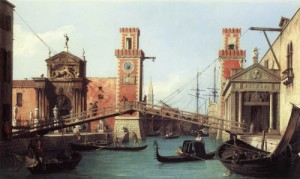 Oil canaletto Painting - View of the Entrance to the Arsenal  -c. 1732 by Canaletto