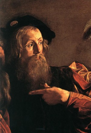 Oil caravaggio Painting - caravaggio-83 The Calling of Saint Matthew (detail)  1599-1600 by Caravaggio