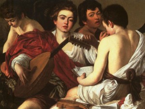 Oil caravaggio Painting - Concert  before 1595 by Caravaggio