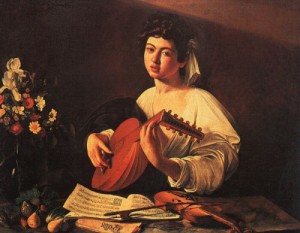 Oil caravaggio Painting - Lute Player  before 1595 by Caravaggio