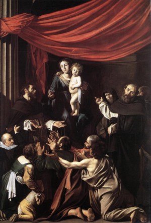 Oil caravaggio Painting - Madonna del Rosario  1607 by Caravaggio