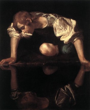 Oil caravaggio Painting - Narcissus  1598-99 by Caravaggio