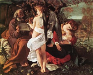Oil caravaggio Painting - Rest on Flight to Egypt  1596-97 by Caravaggio