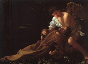 Oil caravaggio Painting - St Francis in Ecstasy  approx 1595 by Caravaggio