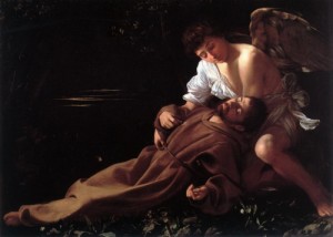 Oil caravaggio Painting - St. Francis in Ecstasy  - c. 1595 by Caravaggio