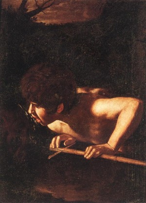 Oil caravaggio Painting - St John the Baptist at the Well  1607-08 by Caravaggio