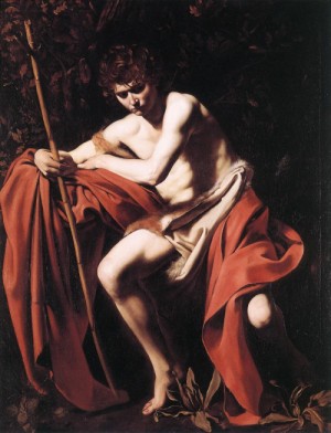 Oil the Painting - St. John the Baptist   c. 1604 by Caravaggio