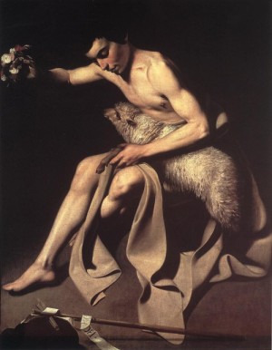 Oil caravaggio Painting - St  John the Baptist by Caravaggio