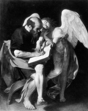 Oil caravaggio Painting - St Matthew and the Angel  1602 by Caravaggio