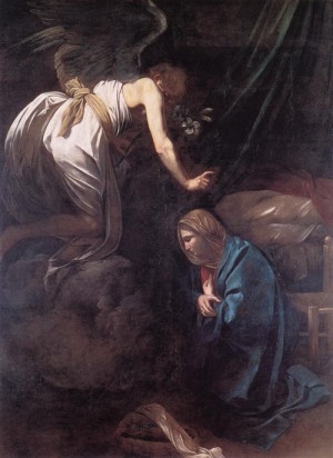 Oil caravaggio Painting - The Annunciation  1608-09 by Caravaggio