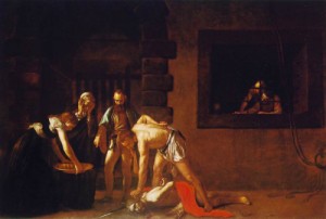 Oil caravaggio Painting - The Decapitation of Saint John the Baptist 1607-08 by Caravaggio