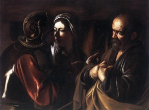 Oil caravaggio Painting - The Denial of St Peter  1610 by Caravaggio