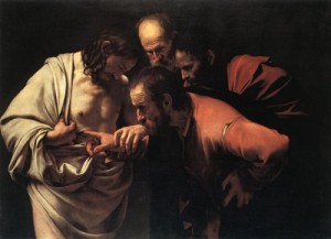 Oil caravaggio Painting - The Incredulity of Saint Thomas  1601-02 by Caravaggio