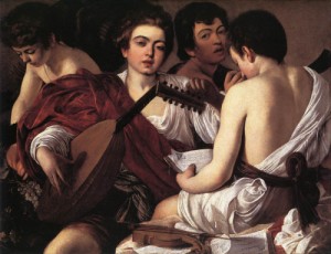 Oil caravaggio Painting - The Musicians  1595-96 by Caravaggio