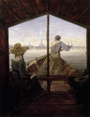 Oil carus, carl gustav Painting - A Gondola on the Elbe near Dresden    1827 by Carus, Carl Gustav