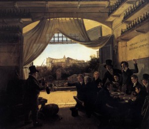 Oil catel, franz ludwig Painting - Crown Prince Ludwig in the Spanish Wine Tavern in Rome   1824 by Catel, Franz Ludwig