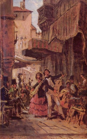 Oil street Painting - Italian Street Singer by Carl Spitzweg