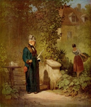 Oil garden Painting - Newspaper Reader in the Garden by Carl Spitzweg
