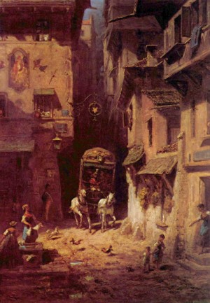 Oil carl spitzweg Painting - Post Office by Carl Spitzweg