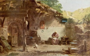 Oil carl spitzweg Painting - The Old Monk is in front of the Cell by Carl Spitzweg