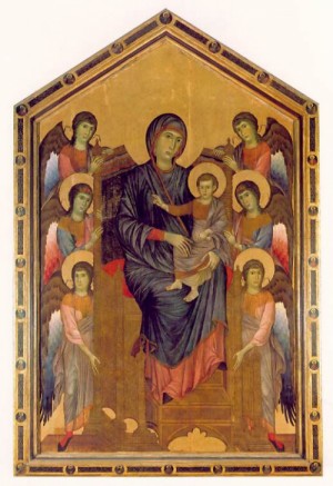 Oil cenni di pepo, called cimabue Painting - The Virgin and Child Enthroned and Surrounded by Angels by Cenni di pepo, called Cimabue