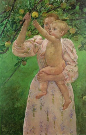 Oil cassatt,mary Painting - Child Picking a Fruit 1893 by Cassatt,Mary